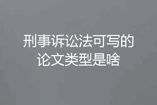 刑事诉讼法可写的论文类型是啥