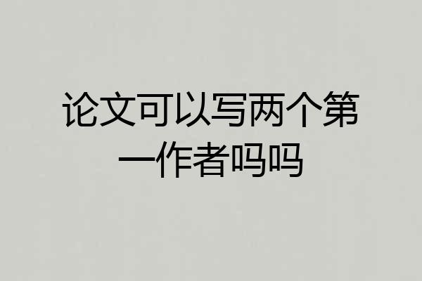 论文可以写两个第一作者吗吗
