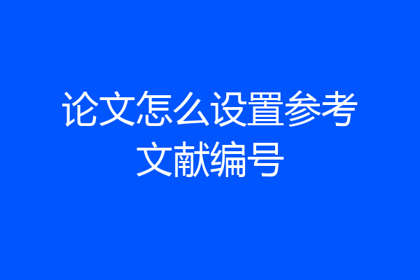 论文怎么设置参考文献编号