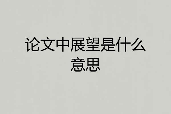 论文中展望是什么意思