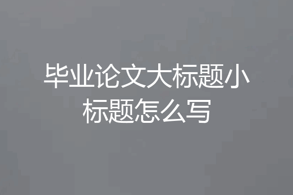 毕业论文大标题小标题怎么写