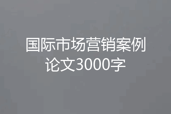 国际市场营销案例论文3000字