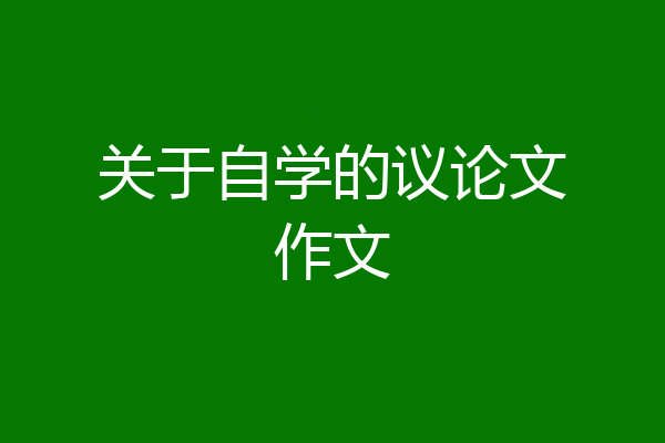 关于自学的议论文作文