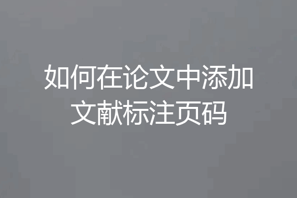 如何在论文中添加文献标注页码