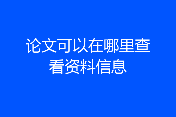 论文可以在哪里查看资料信息
