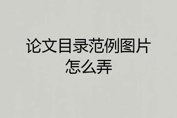论文目录范例图片怎么弄