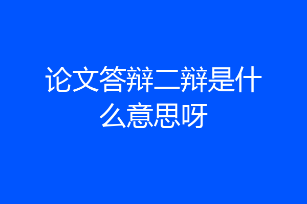 论文答辩二辩是什么意思呀