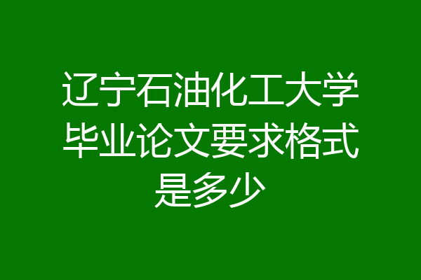 辽宁石油化工大学毕业论文要求格式是多少