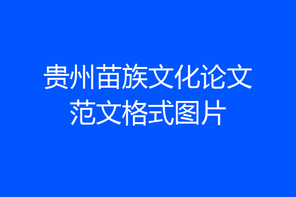 贵州苗族文化论文范文格式图片
