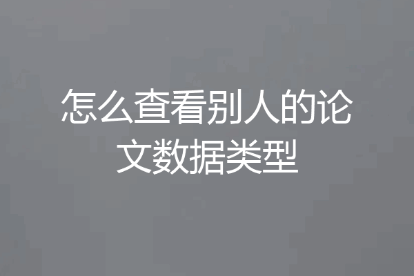 怎么查看别人的论文数据类型