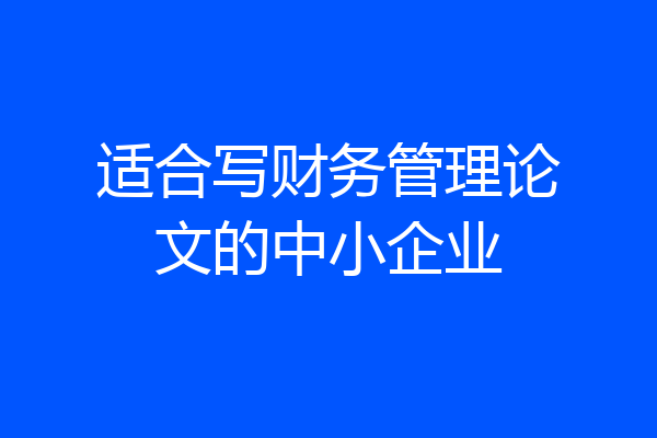 适合写财务管理论文的中小企业
