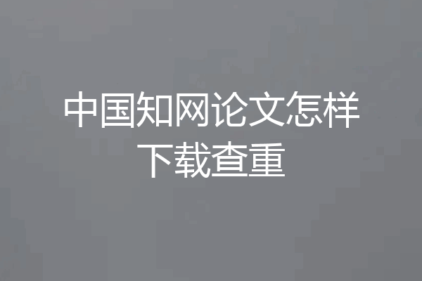 中国知网论文怎样下载查重