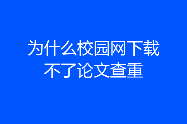 为什么校园网下载不了论文查重