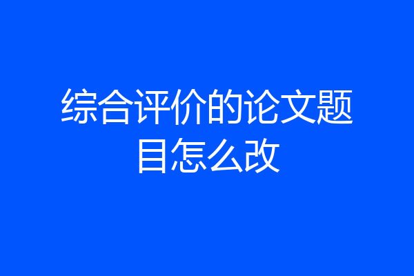 综合评价的论文题目怎么改