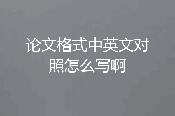 论文格式中英文对照怎么写啊
