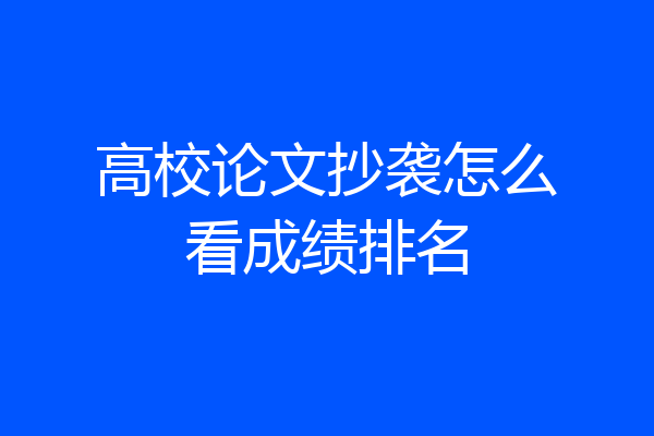 高校论文抄袭怎么看成绩排名