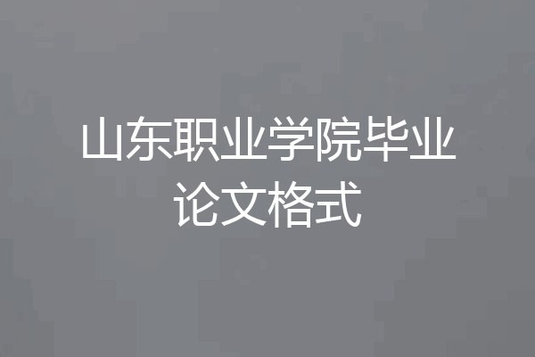 山东职业学院毕业论文格式