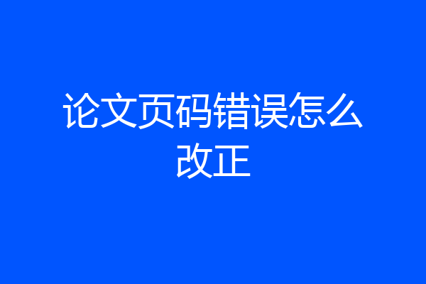 论文页码错误怎么改正