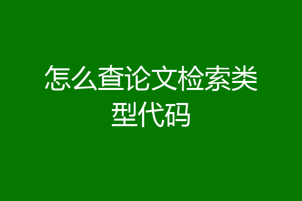 怎么查论文检索类型代码