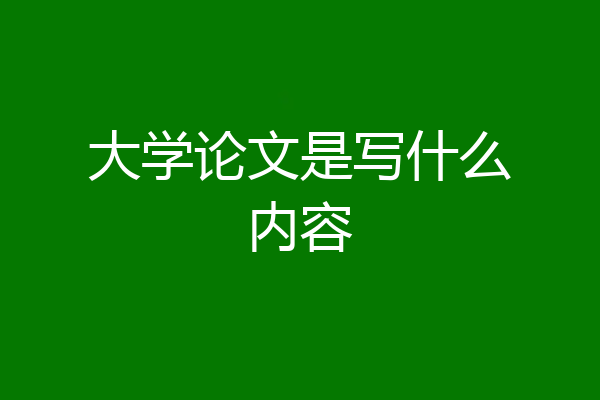 大学论文是写什么内容