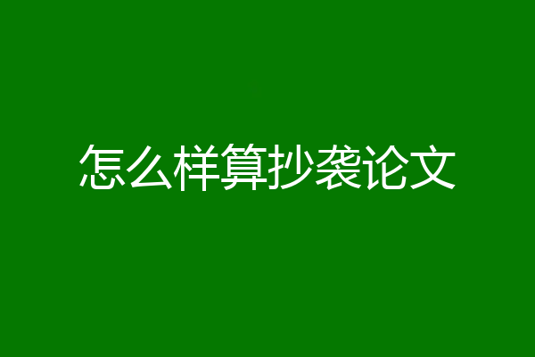 怎么样算抄袭论文