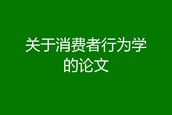 关于消费者行为学的论文