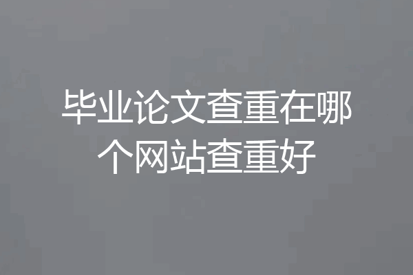 毕业论文查重在哪个网站查重好