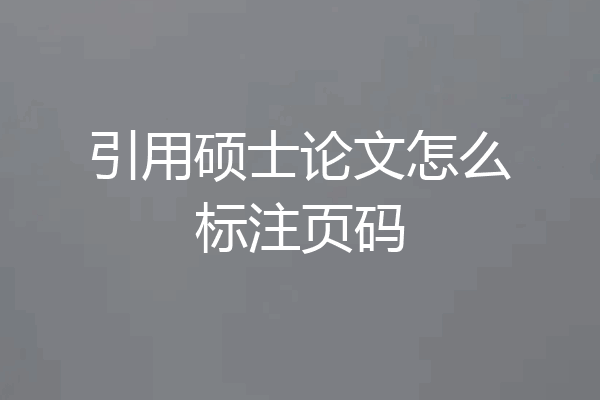 引用硕士论文怎么标注页码