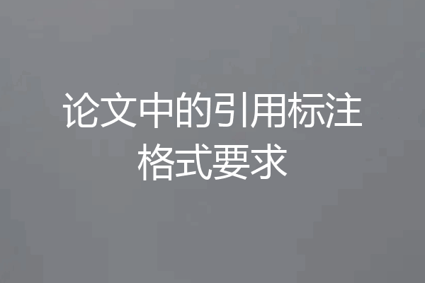 论文中的引用标注格式要求