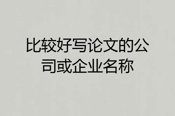 比较好写论文的公司或企业名称