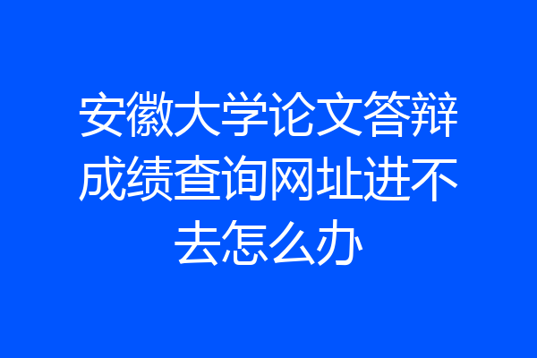 安徽大学论文答辩成绩查询网址进不去怎么办