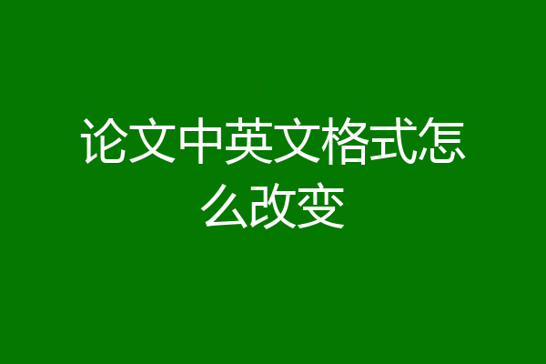 论文中英文格式怎么改变