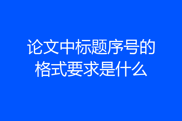 论文中标题序号的格式要求是什么