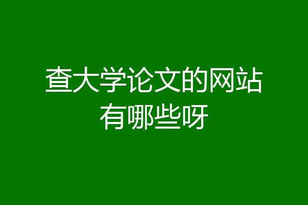 查大学论文的网站有哪些呀