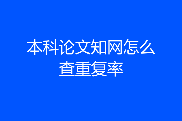 本科论文知网怎么查重复率