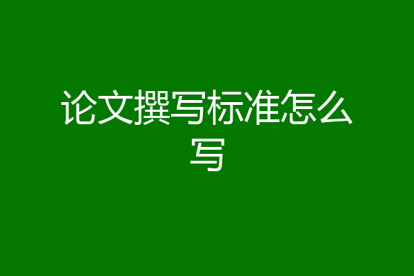 论文撰写标准怎么写