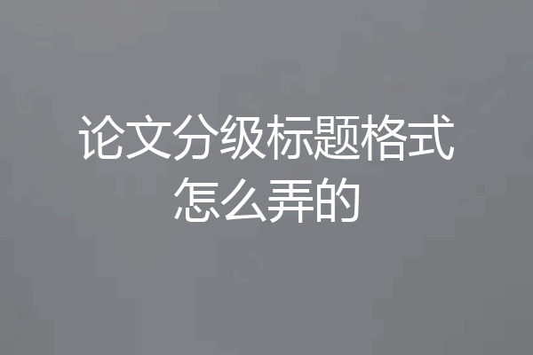 论文分级标题格式怎么弄的