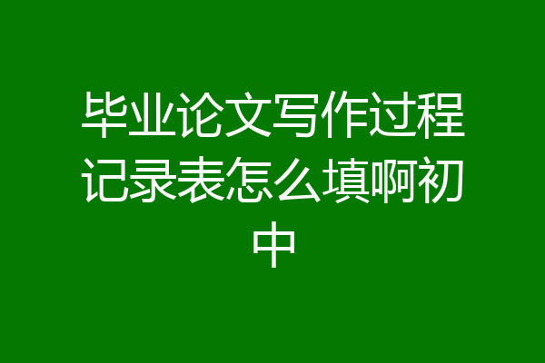 毕业论文写作过程记录表怎么填啊初中