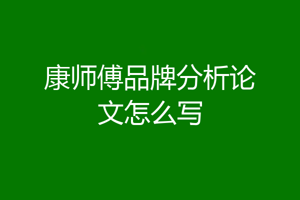 康师傅品牌分析论文怎么写