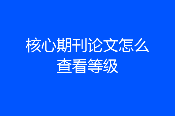核心期刊论文怎么查看等级