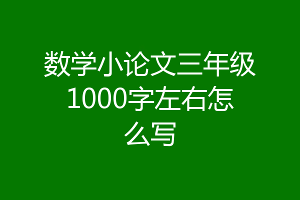 数学小论文三年级1000字左右怎么写