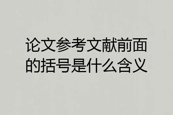 论文参考文献前面的括号是什么含义