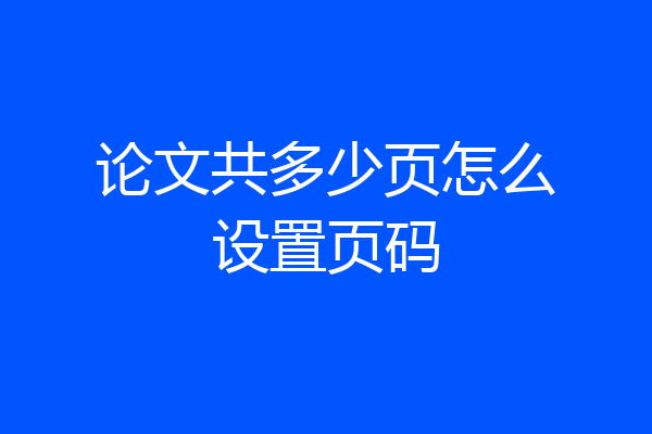 论文共多少页怎么设置页码