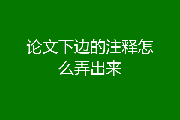 论文下边的注释怎么弄出来