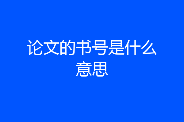 论文的书号是什么意思