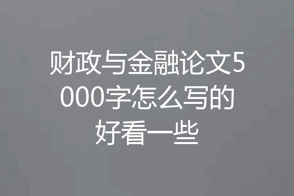 财政与金融论文5000字怎么写的好看一些