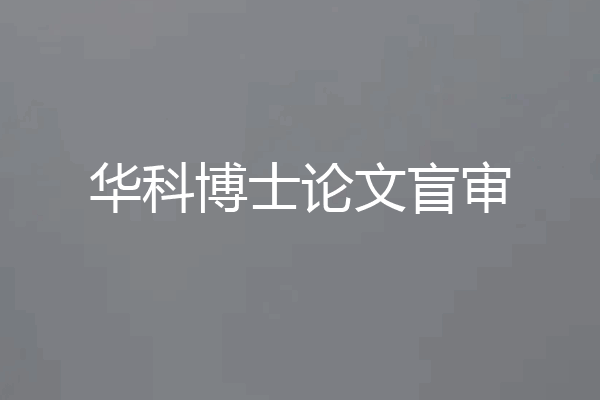 华科博士论文盲审