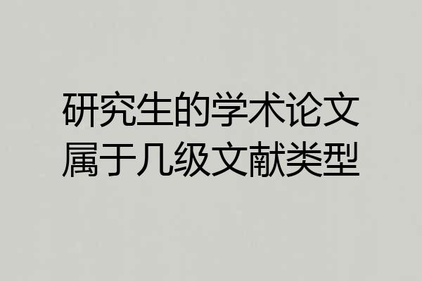 研究生的学术论文属于几级文献类型