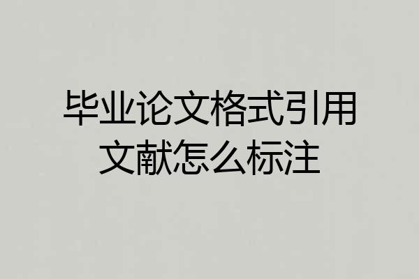 毕业论文格式引用文献怎么标注