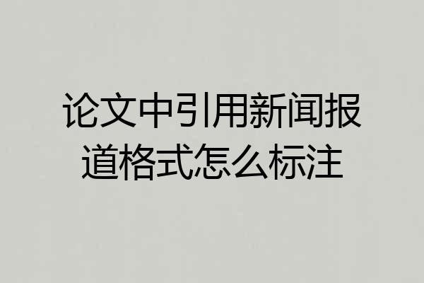 论文中引用新闻报道格式怎么标注